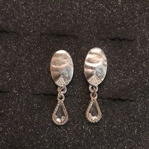 Silver crystal dangle earrings